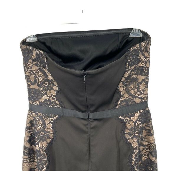 T Tadashi Dress Strapless Midi Length Black Lace Panels Designer US 8 Cocktail - Picture 6 of 9